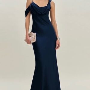 Reformation Rhonda Silk Maxi Navy